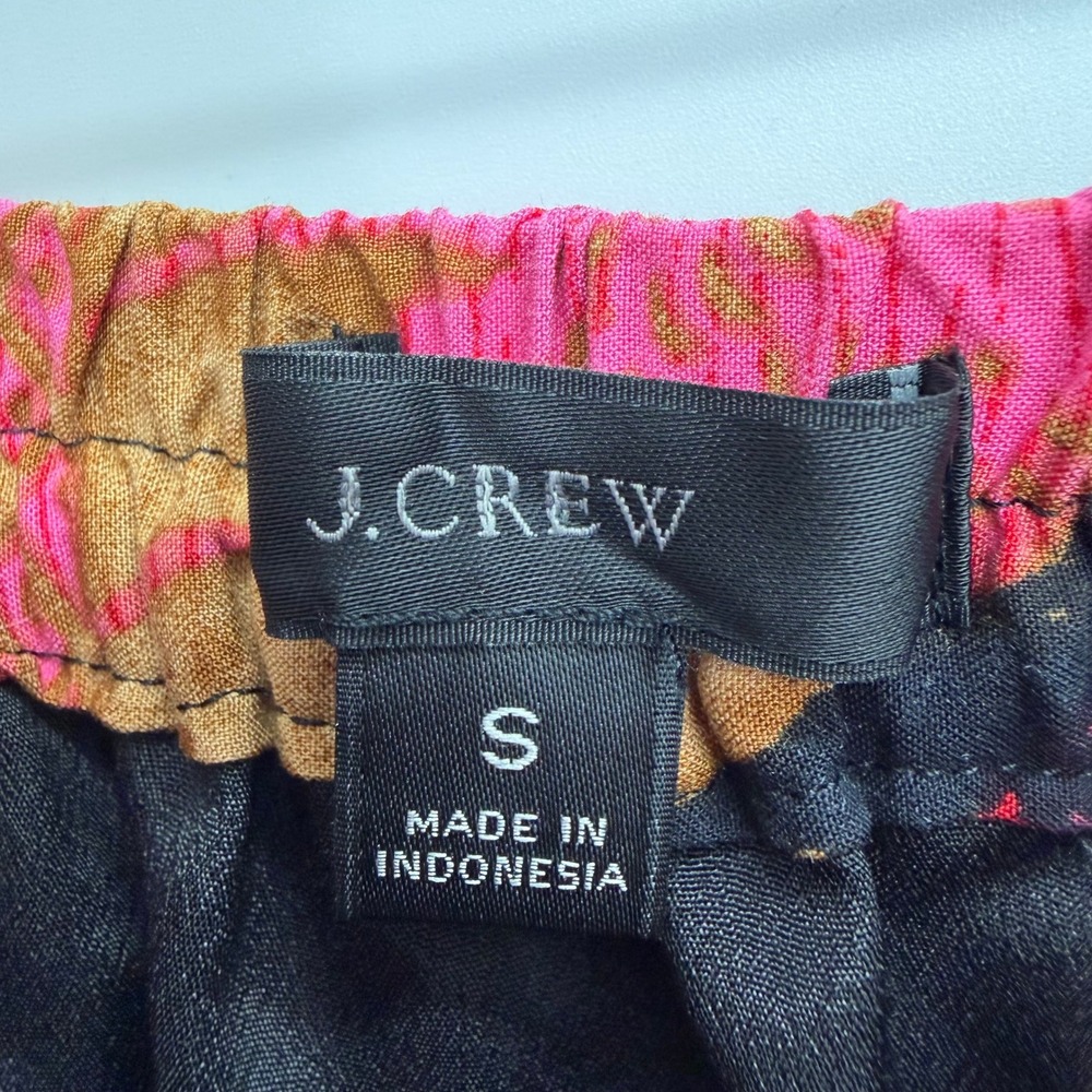 J. Crew Tiered Pull On Midi Skirt Size S Floral Tropical Palm Print Pink Red - Picture 3 of 9